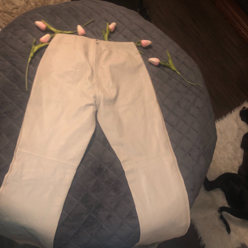Cream Leather Pants
